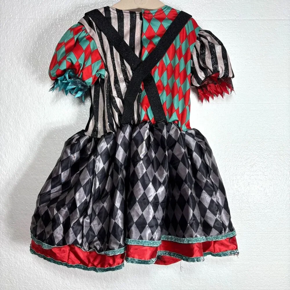 Spirit Halloween Carnival Cuties Clown Toddler Costume Dress 3T-4T Black Red